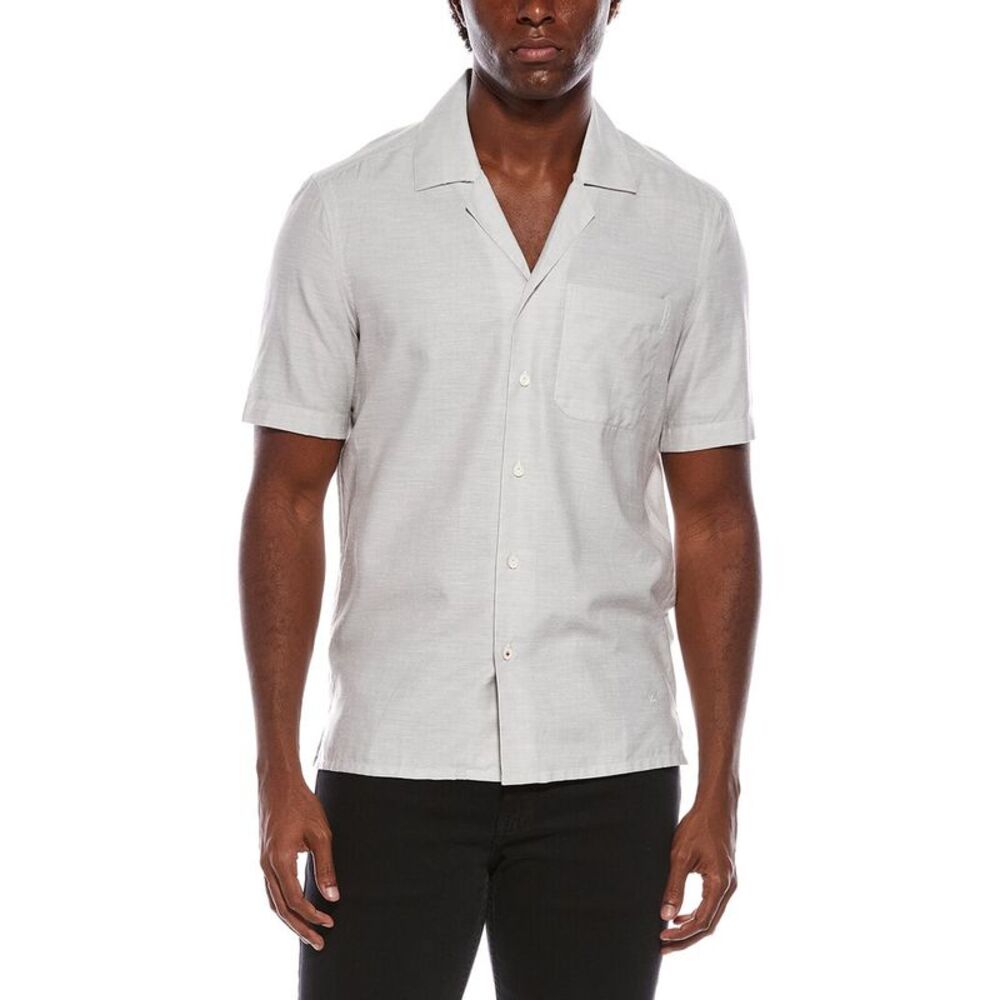 Isaia Mens  Silk-Blend Sport Shirt, Grey